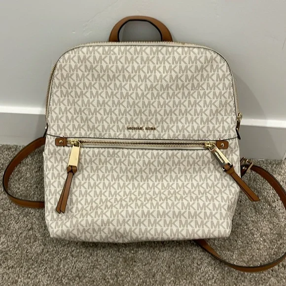 Michael Kors Cream and Brown Backpack - Picture 1 of 3